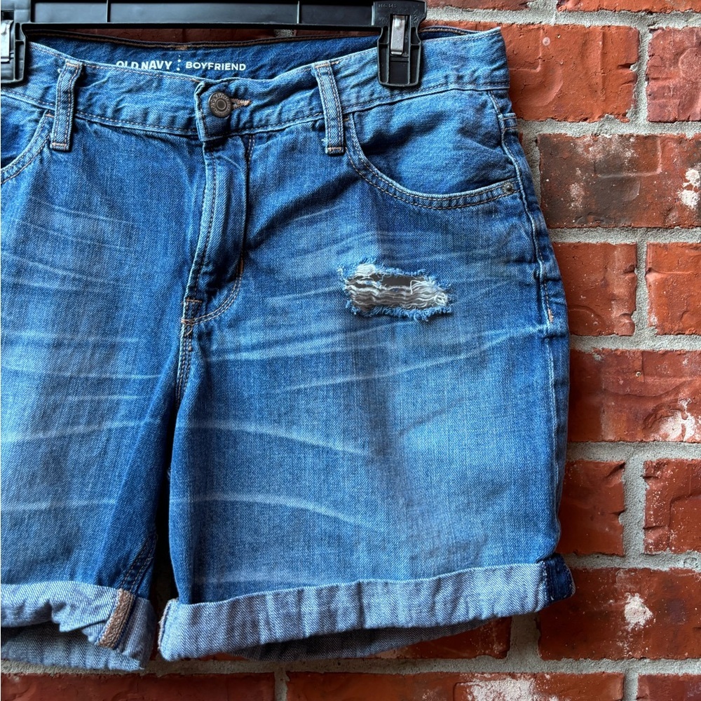 Old Navy Womens 10 Boyfriend Long Denim Blue Jeans Shorts - Picture 2 of 10